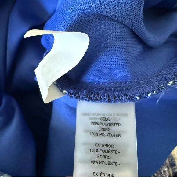 Guess Resortwear Blue Striped Crochet Lace Halter Maxi Dress Size 14 - Picture 9 of 9